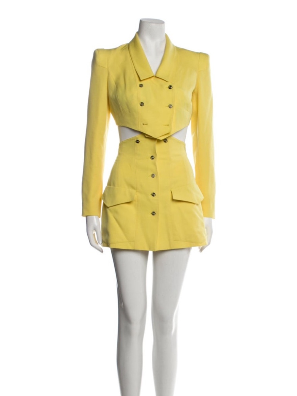 Lagerfeld Yellow Double-Breasted Cutout Blazer Dress